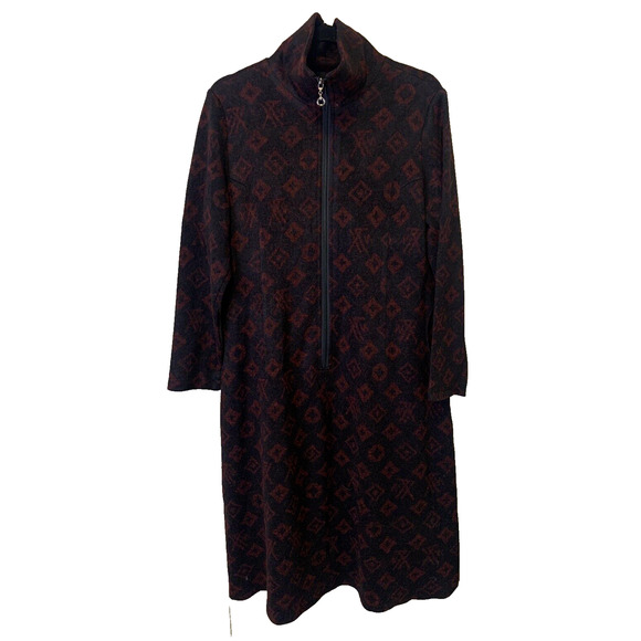 Regancy Total Fashion Midi Dress Womens Large 10/12 Black wRed Geometric Print - Picture 9 of 15